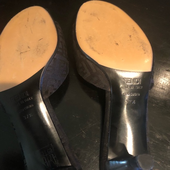 FENDI FF MULES SIZE-7.5 BROWN with BLACK FF Box and Dustbag included PREOWNED - Picture 8 of 9